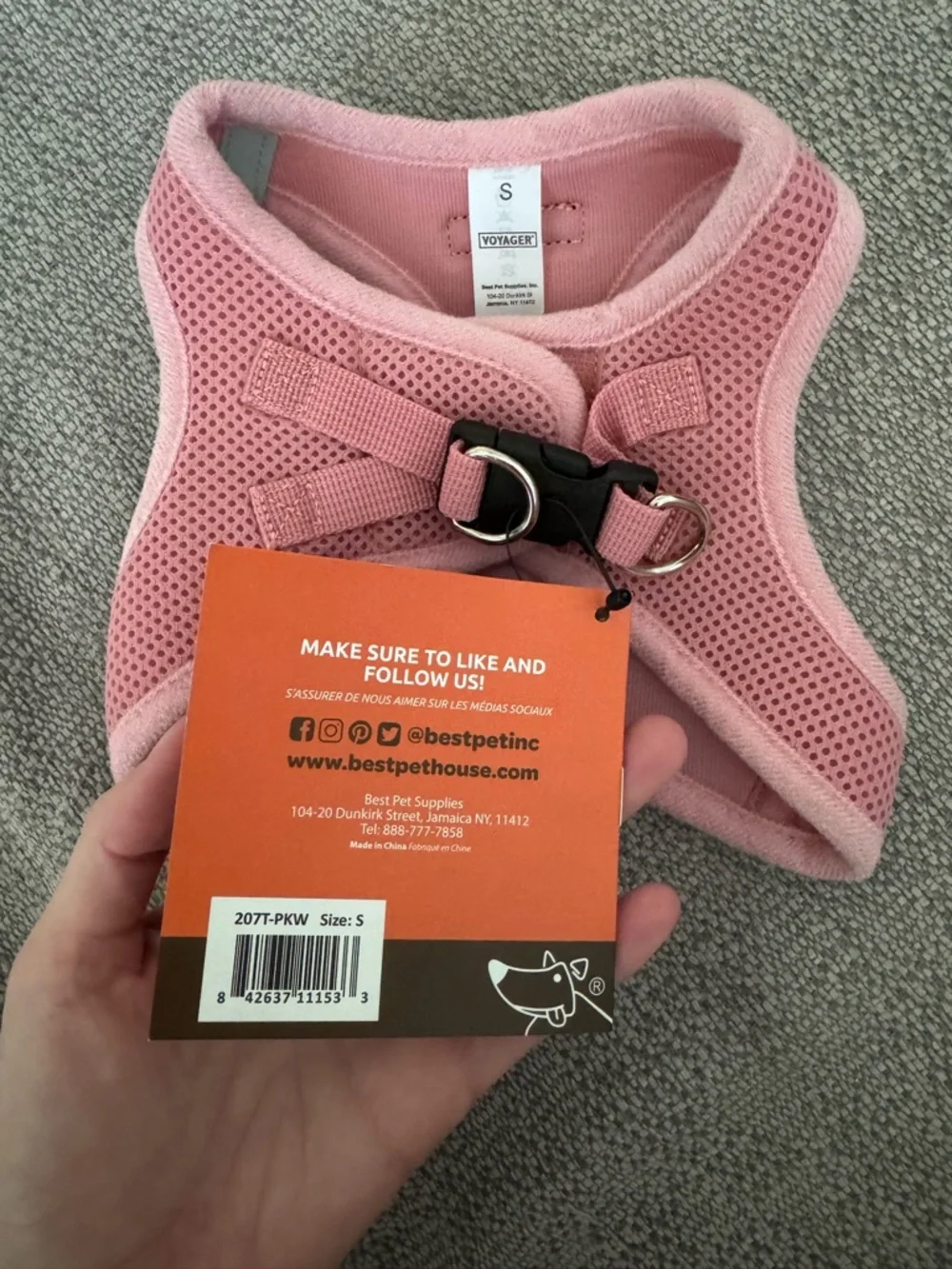 Voyager light pink dog harness size small